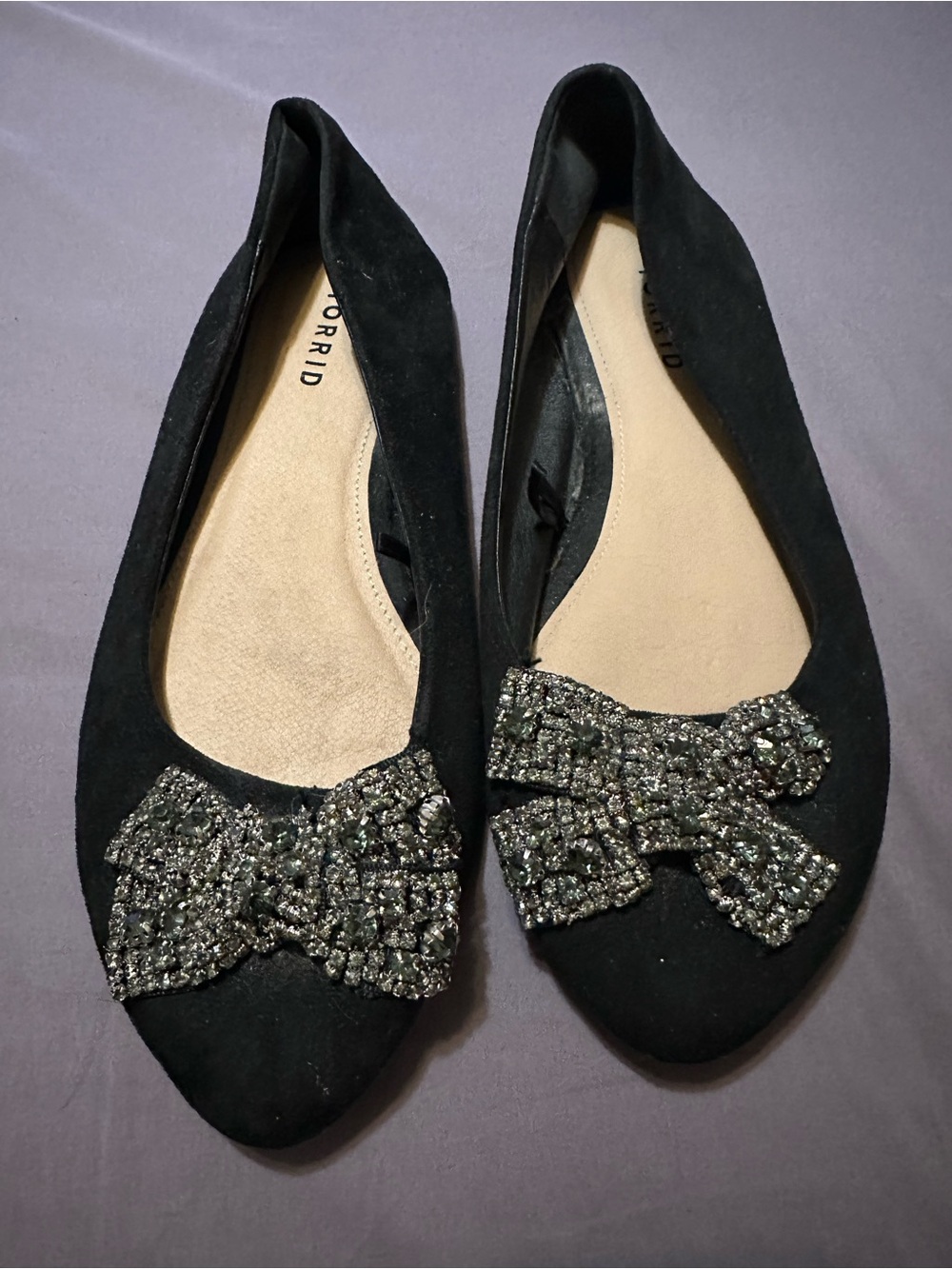 Torrid Black Jeweled Bow Ballet Flats Size 9 M Like NEW